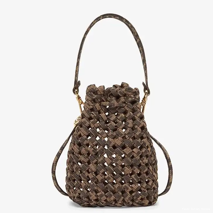 Affordable Interlace Tresor Coffee Mon Bag Fabric In Bucket Mini Fendi 0622